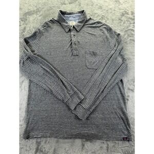 Faherty Brand Men's XL Gray Striped Organic Cotton Long Sleeve Polo MKF1984-CGS